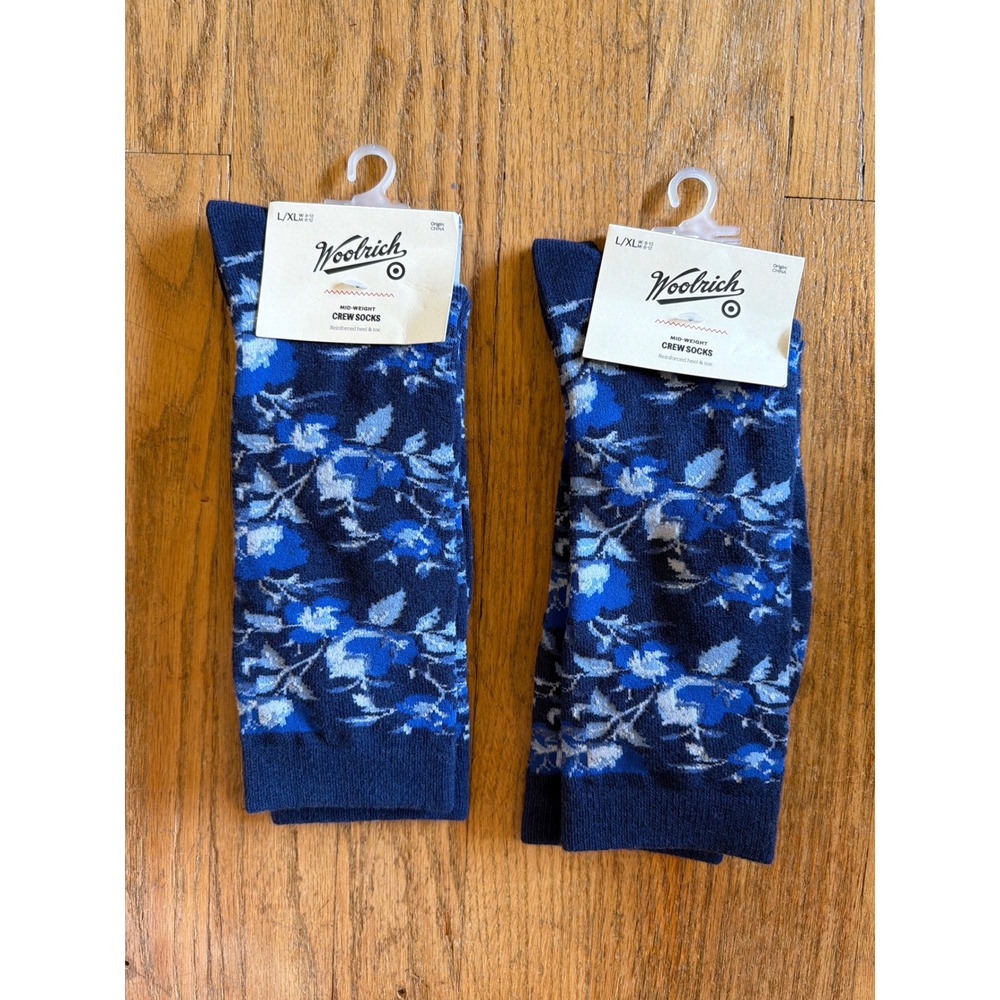 NEW Woolrich Target Unisex Med Weight Crew Socks L/XL Wool Floral Layering